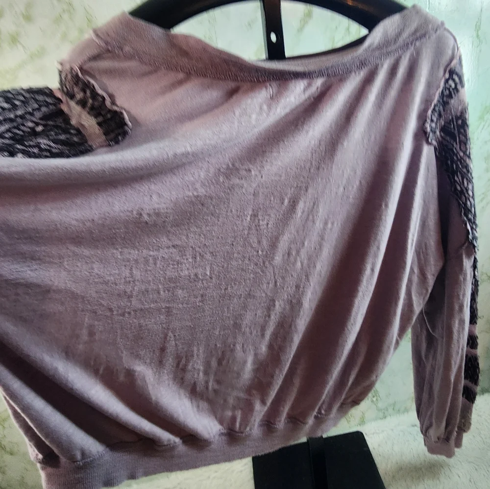 We The Free Lavender Boat Neck Cropped Top